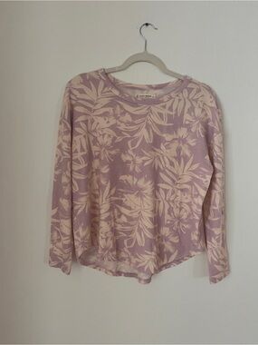Lucky Brand Lavender and Cream Floral Pullover